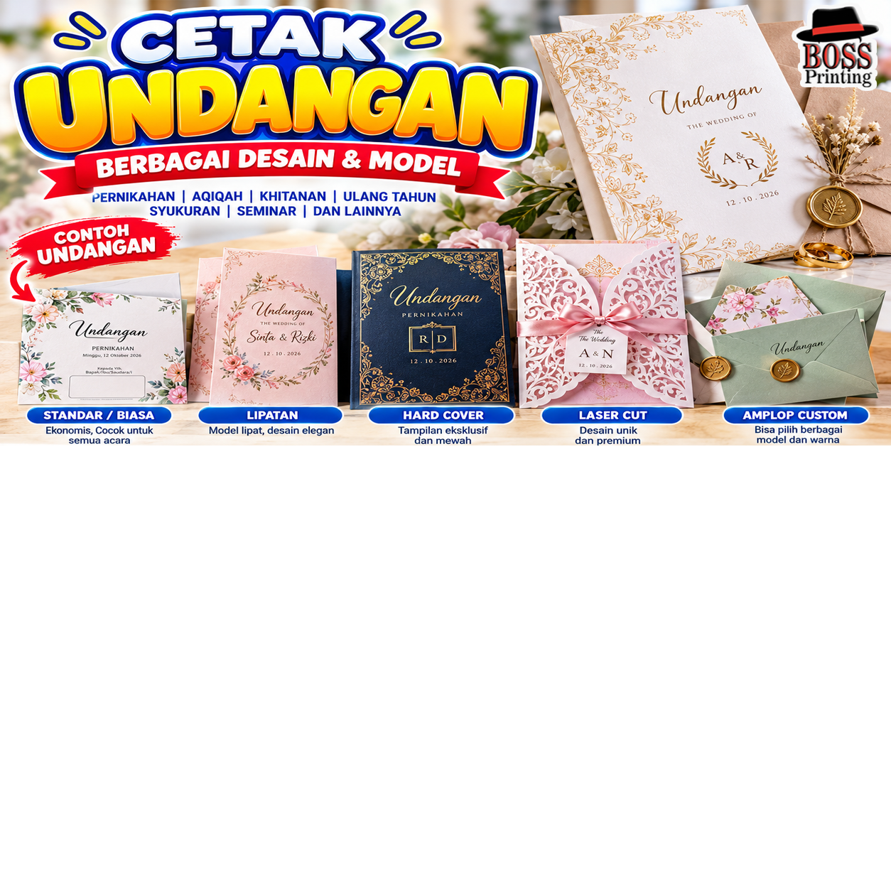 CETAK UNDANGAN CUSTOM – BERBAGAI MODEL & DESAIN | PERNIKAHAN, KHITANAN, AQIQAH, DAN ACARA LAINNYA